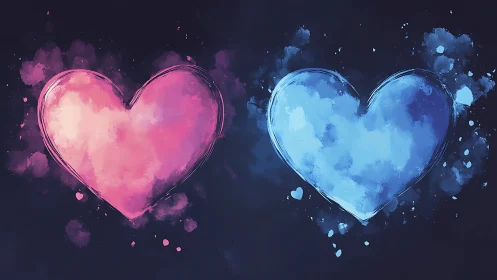 Two Glowing Hearts Unite in Colorful Harmony.