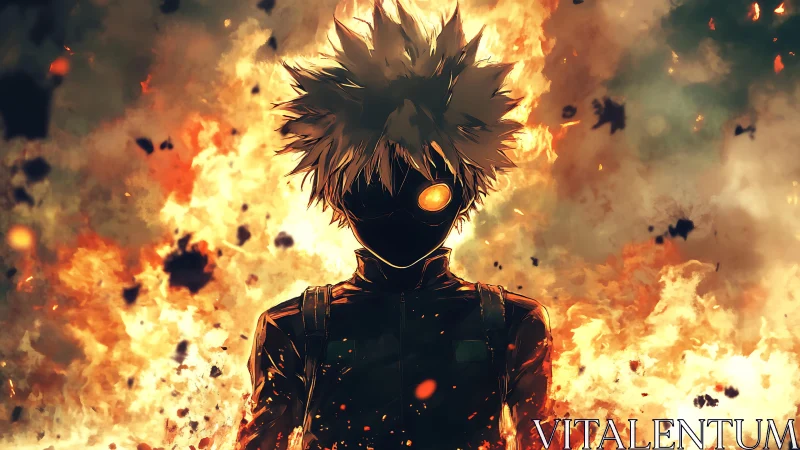 Flare-eyed antihero strides from wildfire of molten sky.