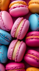 Candy-cloud macarons in neon sugar parade close-up delight.