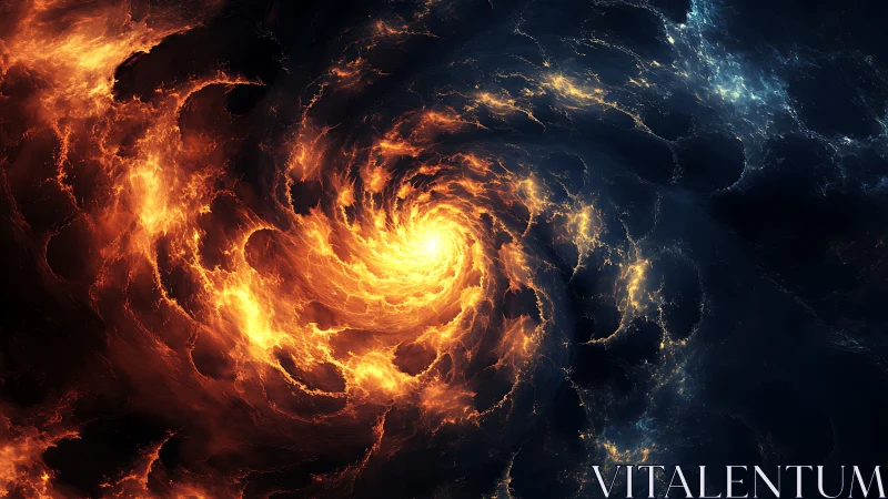 Fiery galactic vortex forms within contrasting nebular void