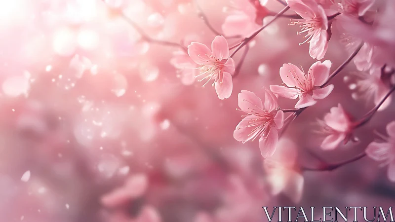 Cherry Blossom Reverie: Petals Dancing Through Luminescent Haze.