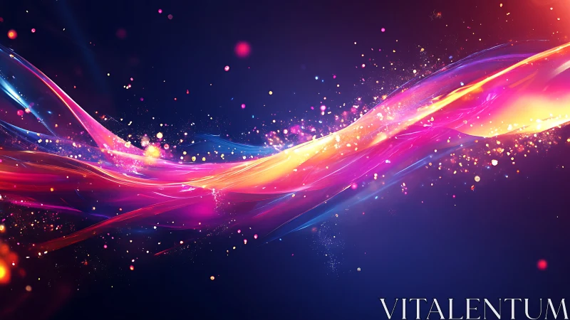 Glowing color streams swirling through a dreamy night sky.