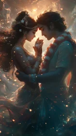 Radiant Embrace Between Two Souls in Luminous Fantasy