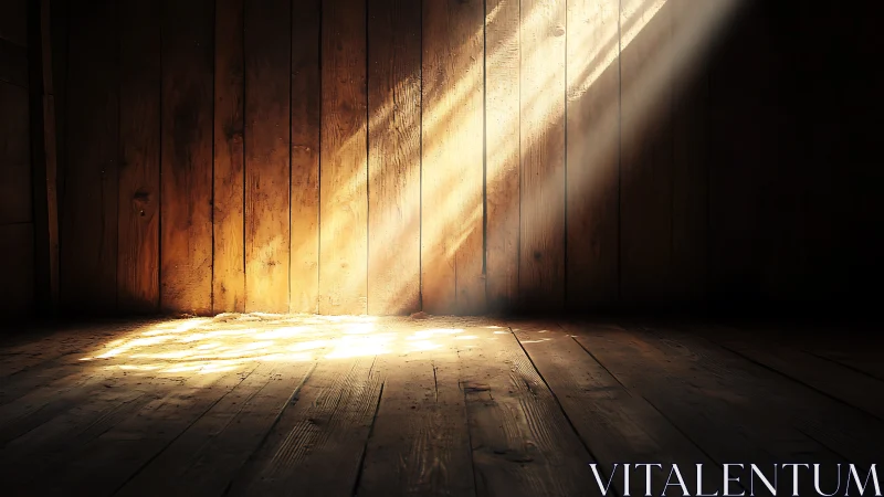 Sunlit wooden room glows with warm, tranquil stillness