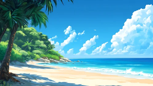 Tropical Coastal Landscape with Verdant Cliffside and Azure Turquoise Waters