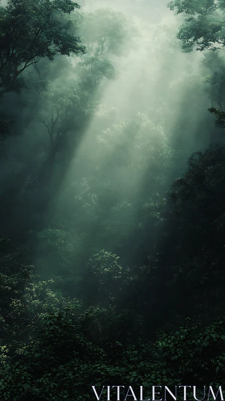 Misty Forest Canyon with Volumetric Light Rays