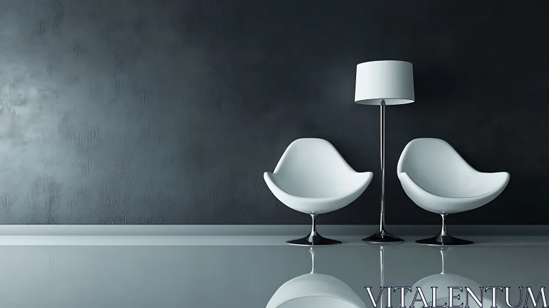 Minimalist Interior Seating Arrangement with Lamp.
