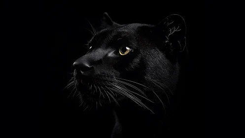 Black Panther Portrait Against Dark Background