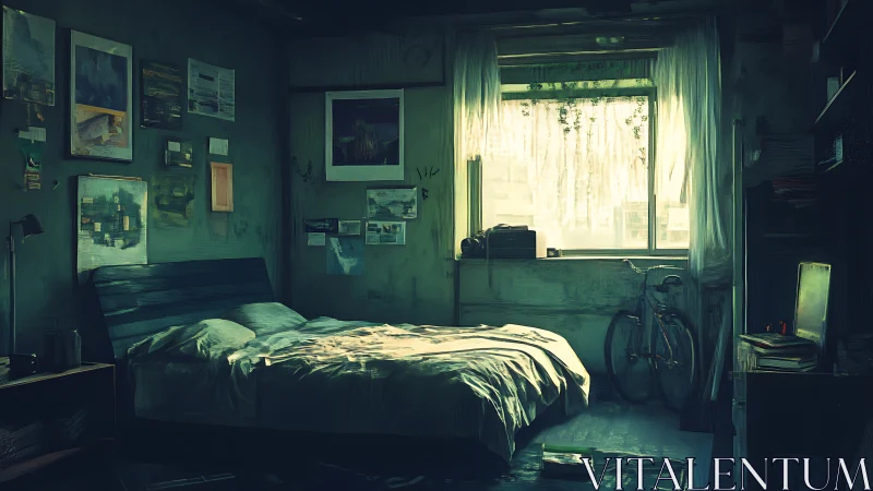 Sunlit urban bedroom captures quiet, nostalgic solitude.