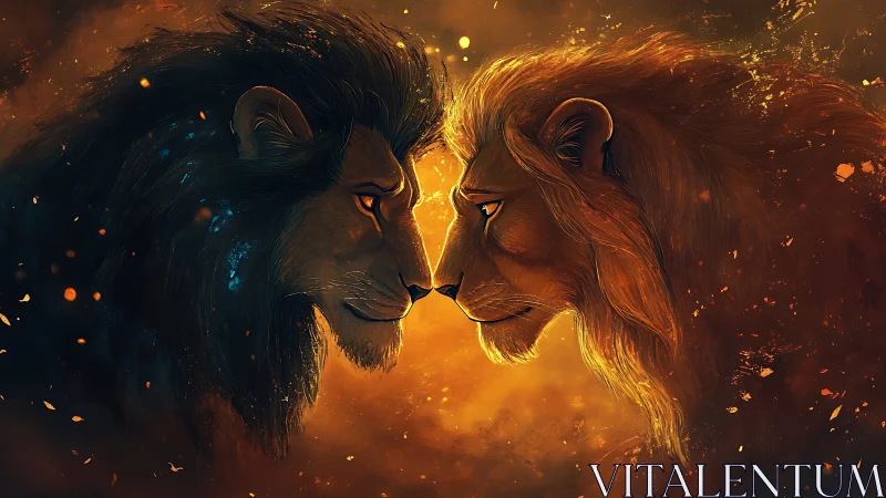 Two Majestic Lions in Dynamic Golden Particle-Rich Compositional Confrontation