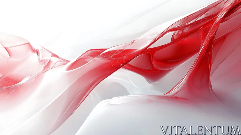 Abstract red and white flowing waves digital art composition.
