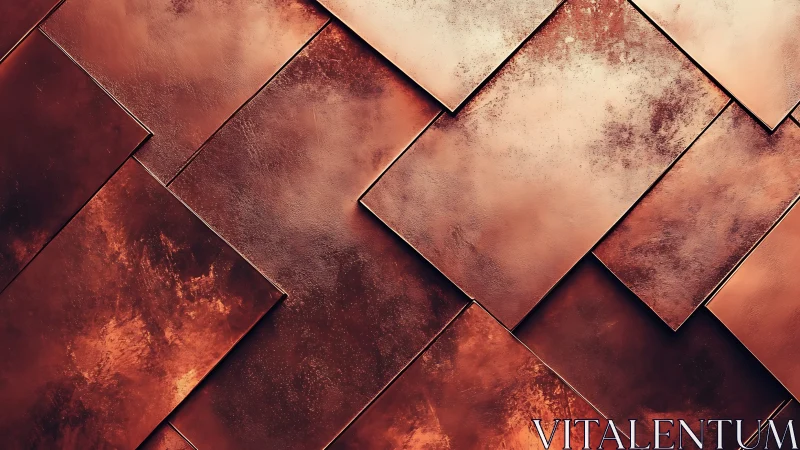 Oxidized copper cladding tiles in overlapping diagonal layout