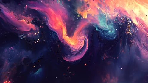 Nebulous cosmic currents in luminous magenta and teal swirl.