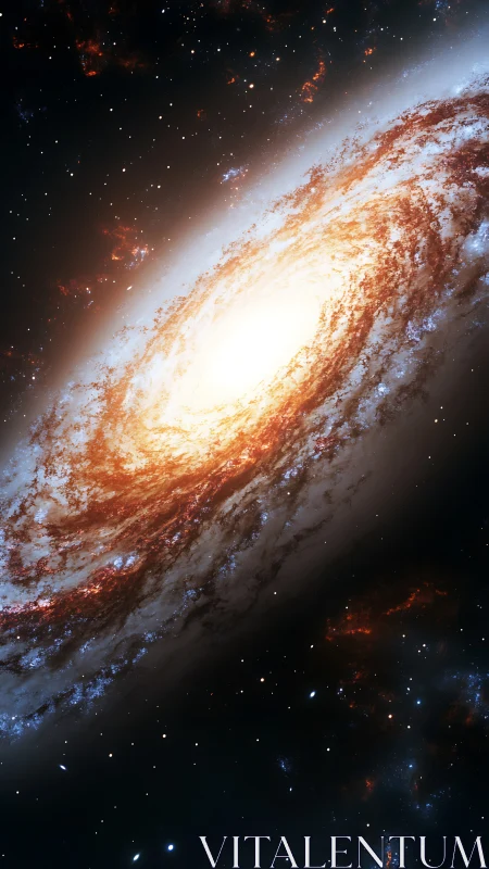 Swirling spiral galaxy with radiant stellar core glow.