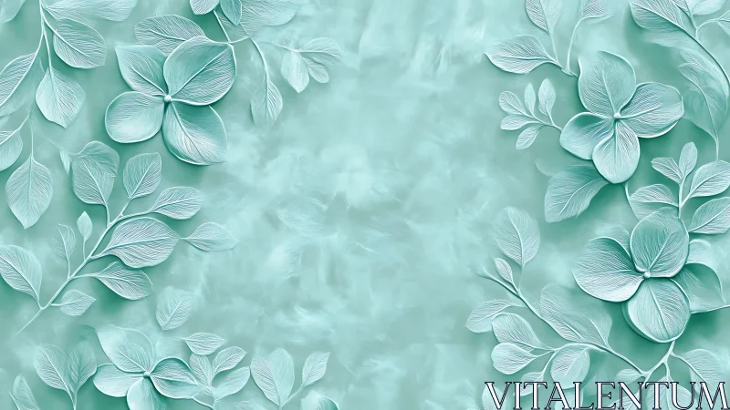 Leafy mint relief border with delicate floral engraving.