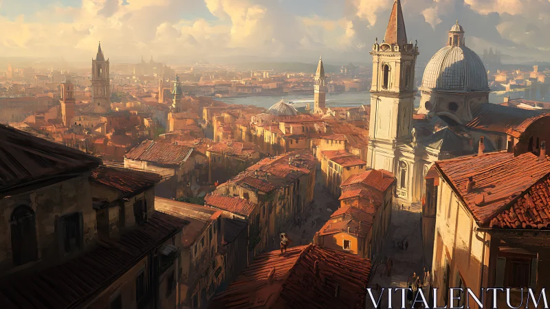 Sunlit terracotta maze leans toward a dreaming seaside cathedral