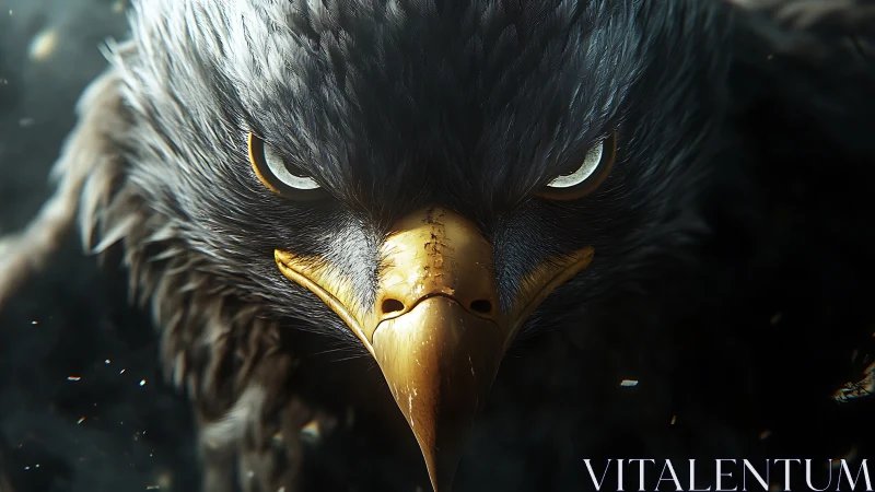 Fierce Eagle Close-Up in Dramatic Realistic Digital Art Style.