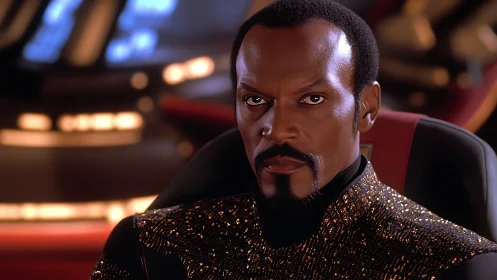 Cinematic starship portrait with dramatic low-key lighting.