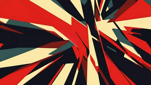 Dynamic abstract geometric explosion in bold colors, modern art.