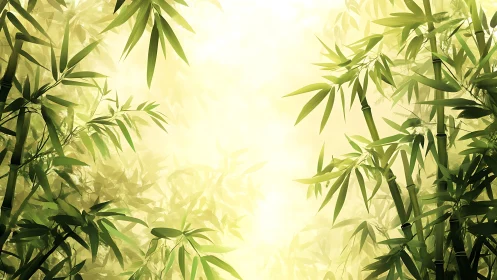 Dense green bamboo foliage against bright diffused light.