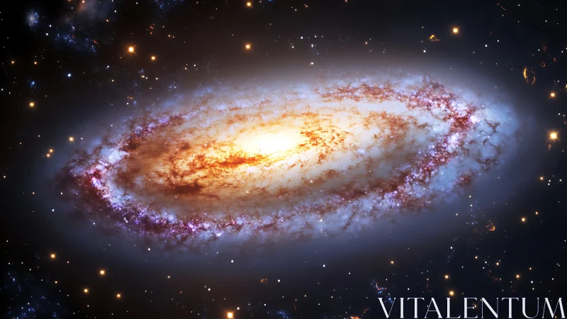 Spiral galaxy core in luminous nebular dust digital painting.