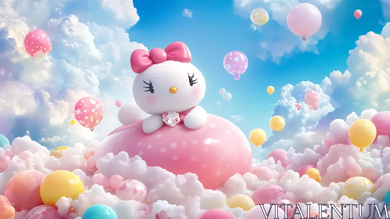 White Character on Pink Sphere in Cloud Environment