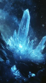Luminous blue crystal spire cluster in deep cosmic void