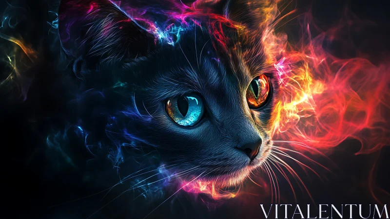 Neon Felidae: Bioluminescent Feline with Chromatic Energy Aura