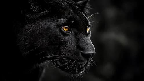 Black Panther Portrait with Golden Eyes.