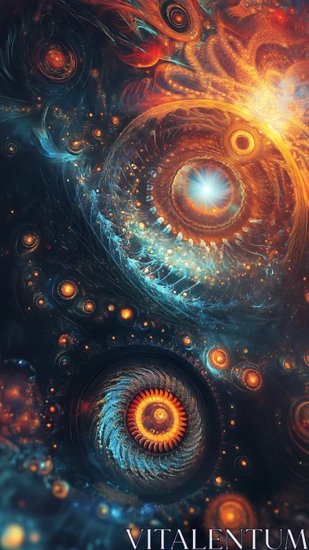 Spiraling cosmic lanterns in a dreamy deep-space whirl.