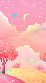 Gentle pastel dreamland welcomes a soft, starlit evening