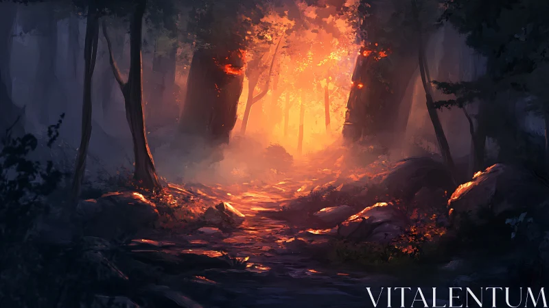 Forest Fire with Luminous Atmospheric Conditions.