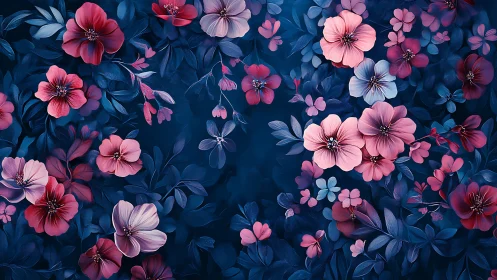 Midnight garden bloomstorm in electric sapphire silence.