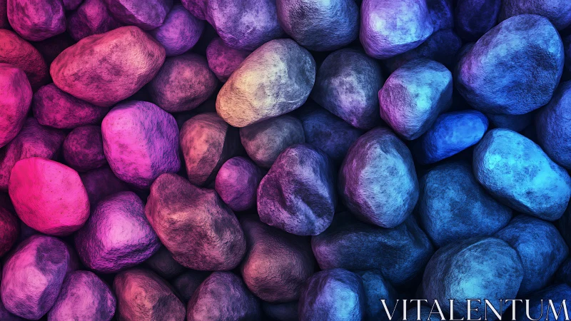 Neon gradient stones with pink to blue color flow.