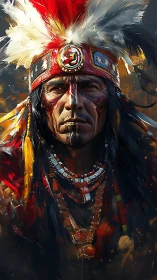 Fire-feathered elder under storms of paint and memory.