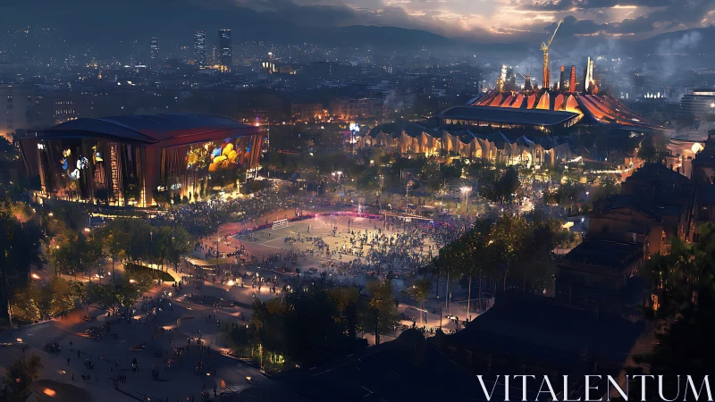 Twilight Enchantment: Theme Park Dreams Ignite Above Urban Sprawl