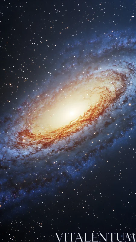 Edge-on spiral galaxy with dense stellar core and dust lanes
