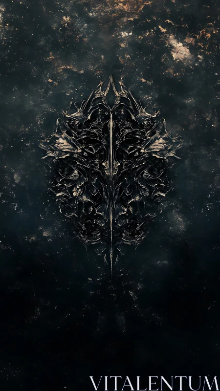 Shadowed metallic crest emerges from a deep cosmic haze