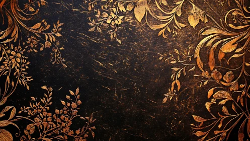 Ornamental gold floral border on dark textured background.