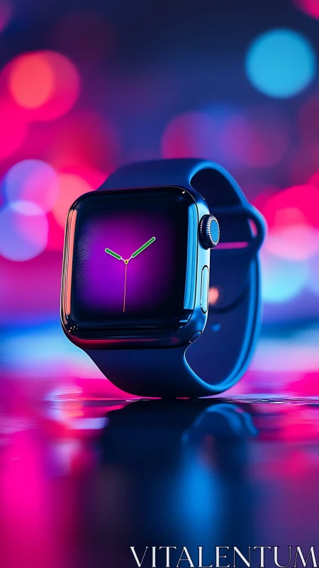 Neon-lit smartwatch quietly bends time in a chromatic glow