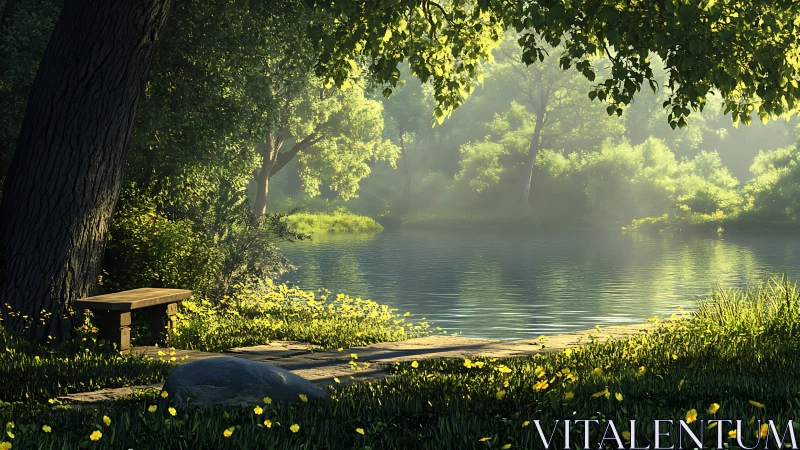 Lakeside luminance study with diffuse foliage occlusion path.