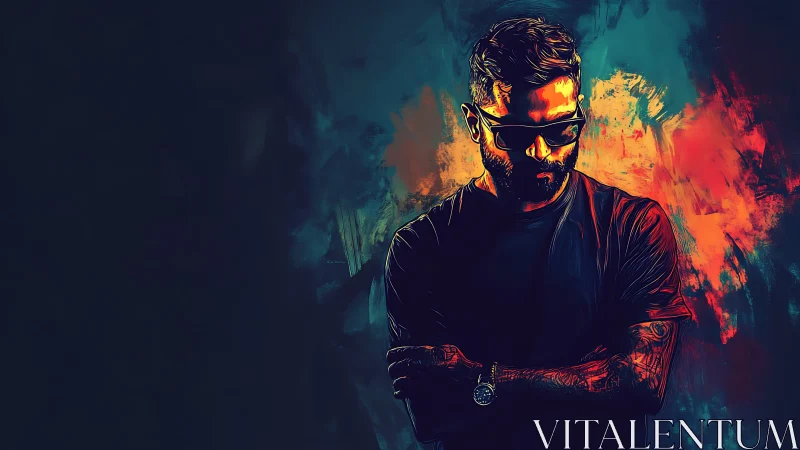 Moody neon portrait glows with bold confident street style