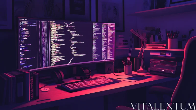 Ultrawide monitor workstation displaying dense code editor view.