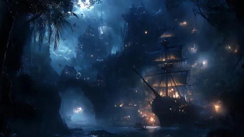 Phantom Galleon: Where Shadows Dance with Candlelit Secrets.