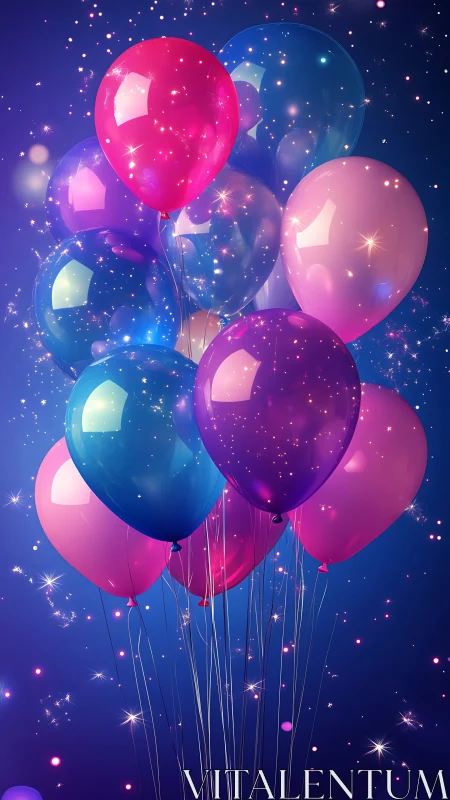 Luminescent Balloon Cluster with Particle Field Effects.