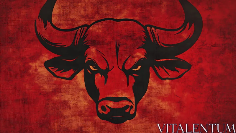 Fierce bull emblem emerges from a rough crimson backdrop