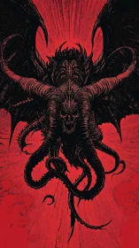 Chordate-winged chthonic entity with tentacular vortex silhouette.