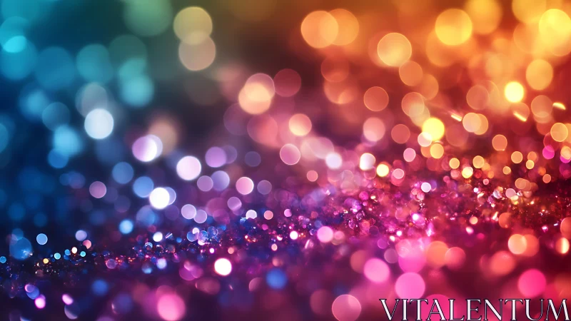Multicolor bokeh lights over glittered surface background.