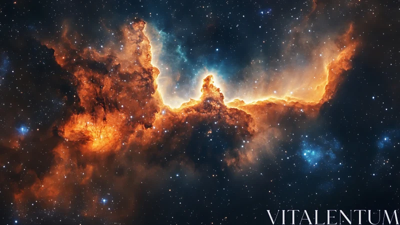 Stellar nebula crest glows against deep starfield void.