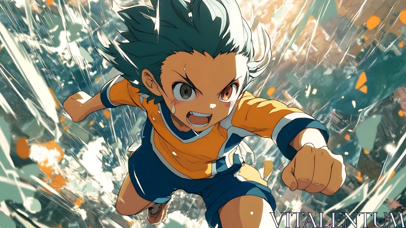 Dynamic low-angle view of running animated athlete figure